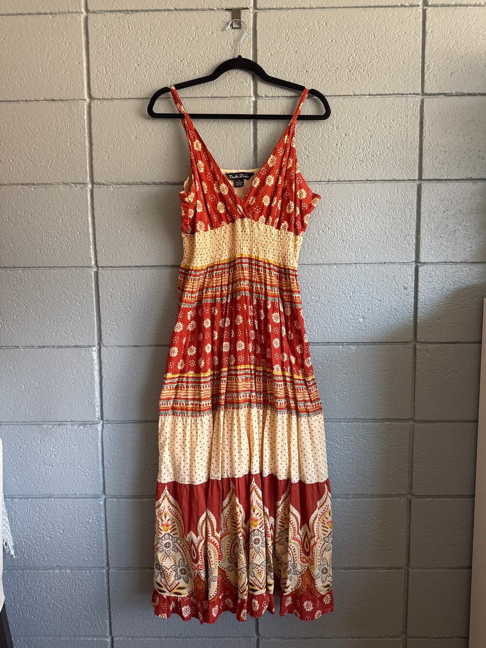 Double Decker Bohemian Tiered V Neck Maxi Dress size 1X